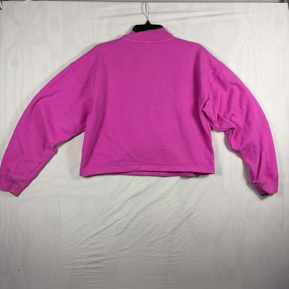 PINK Victoria's Secret Half-Zip Cropped Pullover Sweatshirt Medium Hot Pink - Picture 6 of 6